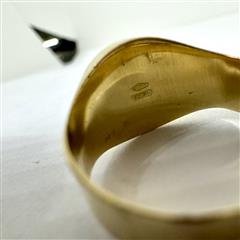 18K 750 Yellow Gold 4.61G Oval Onyx Signet Ring Sz: 7.5!